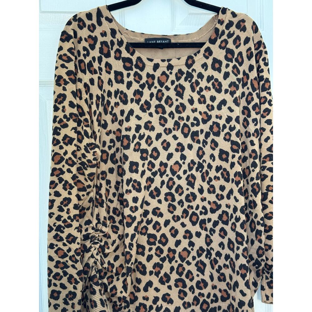 Lane Bryant Leopard Print Ruched-Side Sweater (Size 26/28)